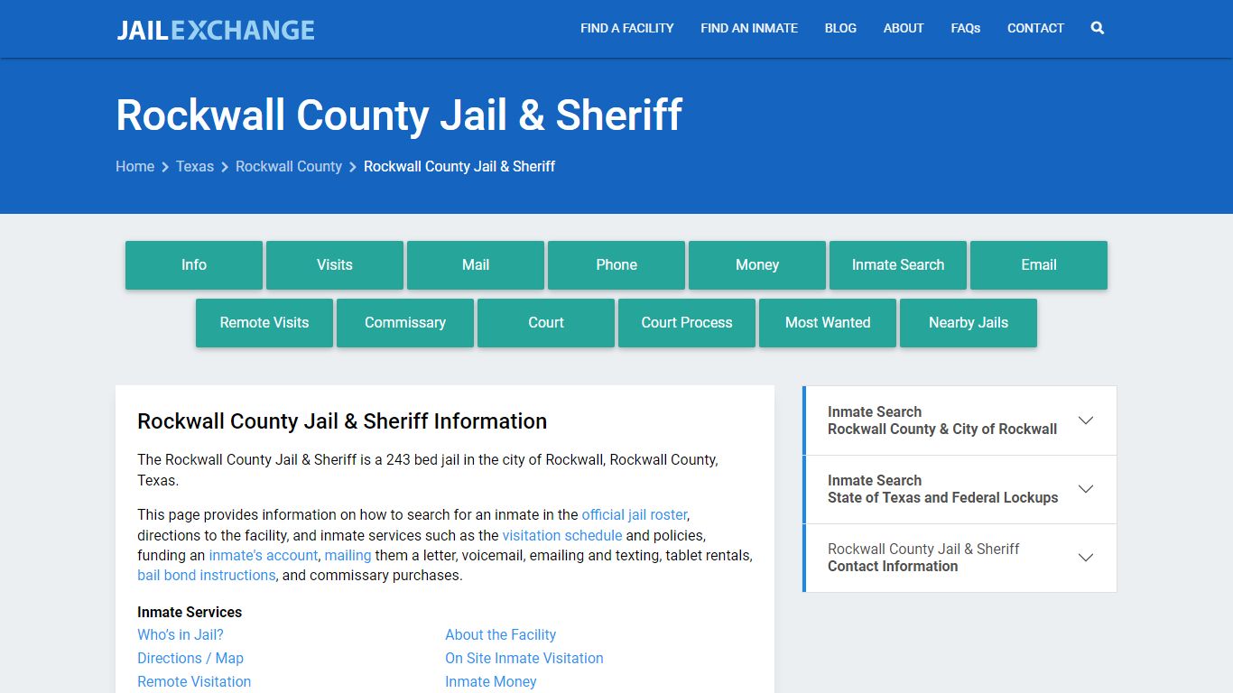 Rockwall County Jail & Sheriff, TX Inmate Search, Information