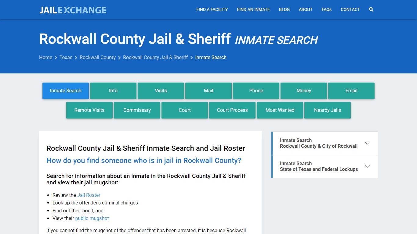 Rockwall County Jail & Sheriff Inmate Search - Jail Exchange